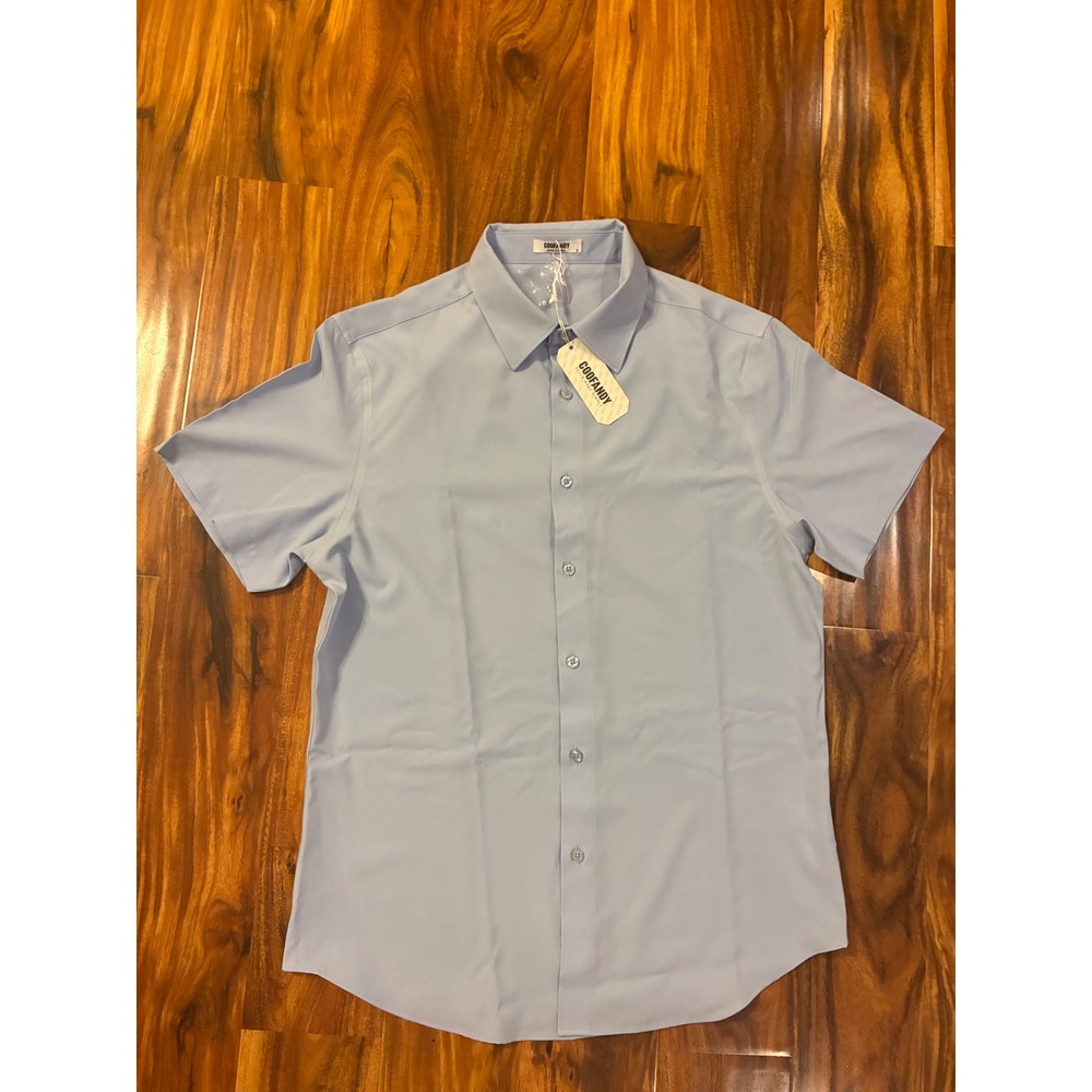 COOFANDY Mens Short Sleeve Button Down Shirt Light Blue Size S‎ New